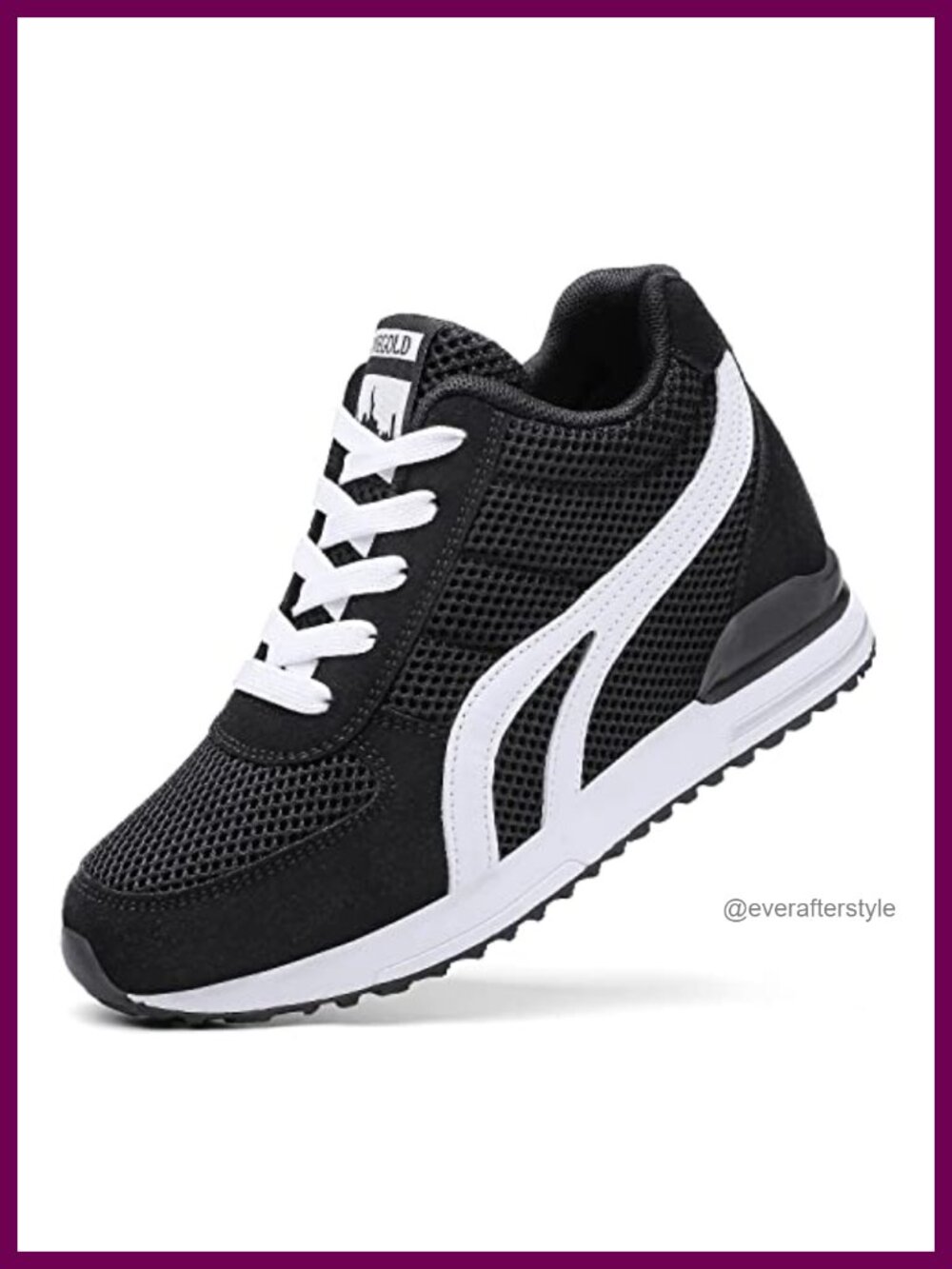 Women's Hidden Wedge Sneakers Lace Up Breathable Knit Mesh Walking Shoes